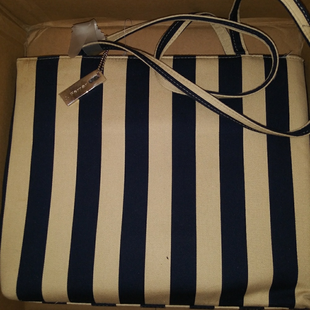 J Ferrar Striped Navy Purse